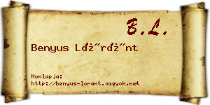 Benyus Lóránt névjegykártya