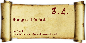 Benyus Lóránt névjegykártya