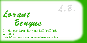 lorant benyus business card